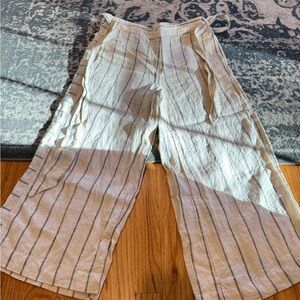 Anthropologie Cream and Black Striped Cropped Pants